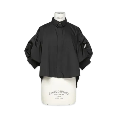 sacai Cotton Poplin x Nylon Twill Shirt "Black"