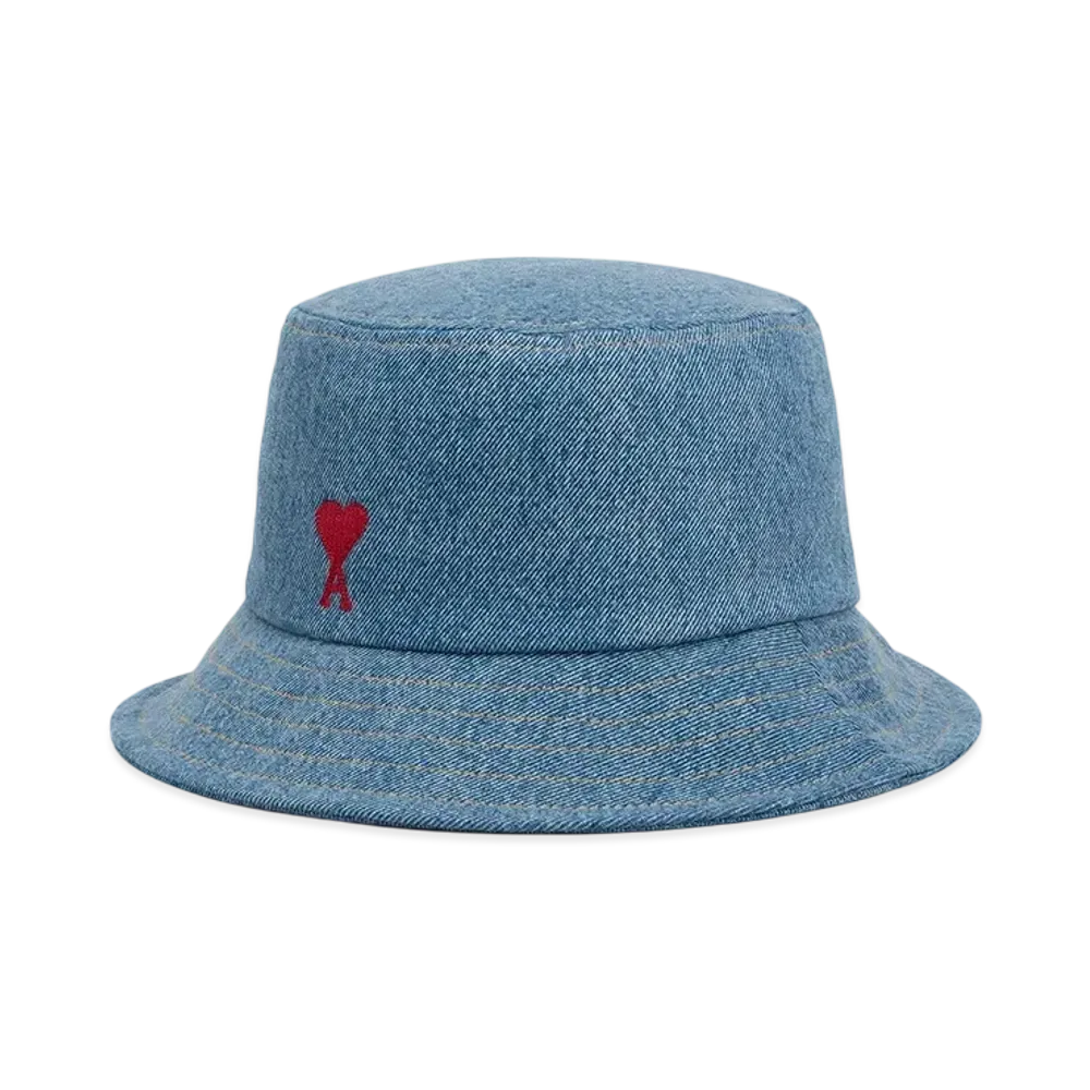 AMI PARIS Amidoucourt Embroidered Bucket Hat "UsedBlue"