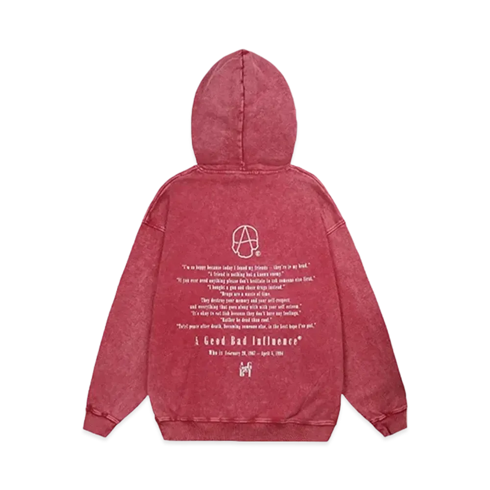 A GOOD BAD INFLUENCE THE ORIGINAL ANARCHY SKULL LOGO HOODIE "RED"