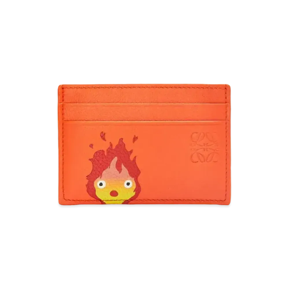 LOEWE x Howl's Moving Castle Calcifer Plain Cardholder In Classic Calfskin "Orange"