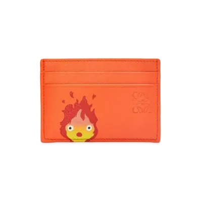 LOEWE x Howl's Moving Castle Calcifer Plain Cardholder In Classic Calfskin "Orange"