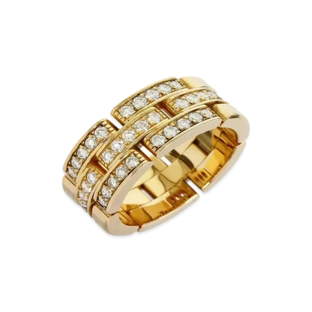 Cartier Maillon Panthere Ring, 3 Half Diamond-Paved Rows