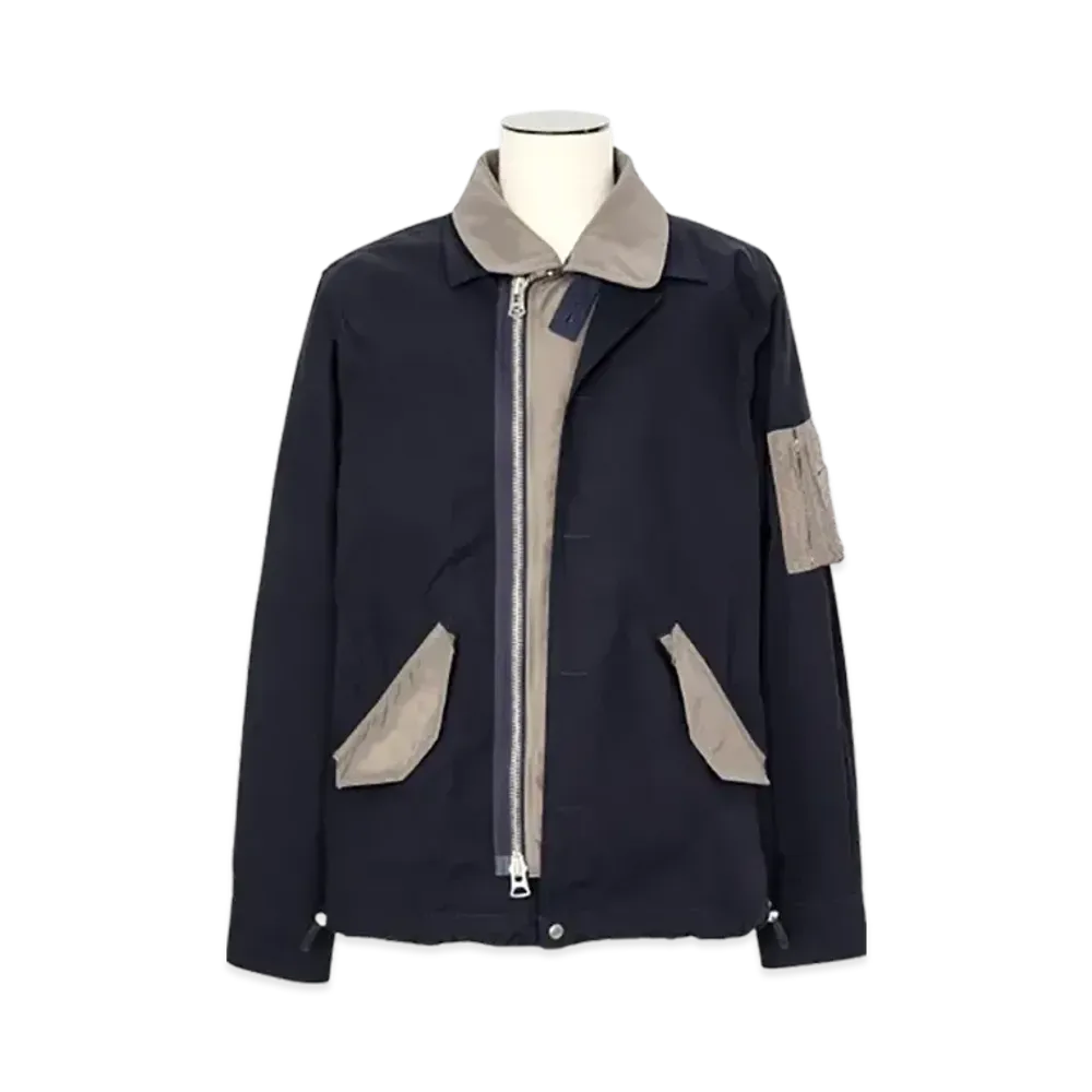 sacai Cotton Nylon Oxford Blouson "Navy/Taupe"
