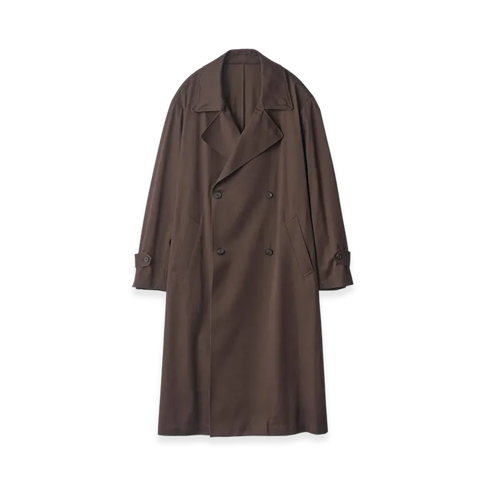 ssstein Cotton Satin Oversized Double Breasted Coat "Dark Brown"