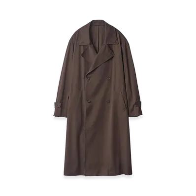 ssstein Cotton Satin Oversized Double Breasted Coat "Dark Brown"
