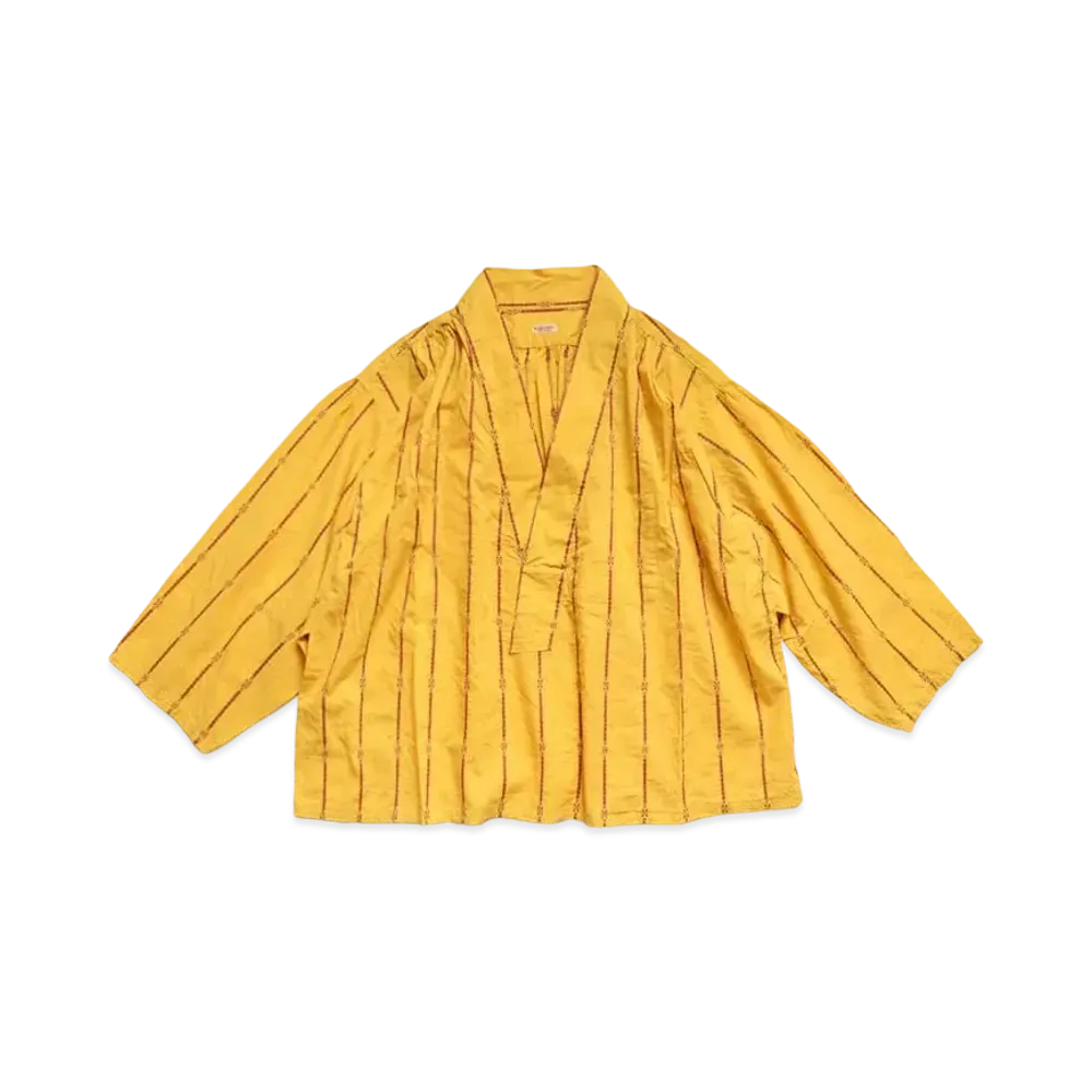 KAPITAL Cotton Linen Sham Strike Ripe Shirt "Yellow"