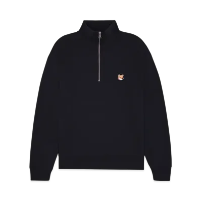 Maison Kitsune Fox Head Patch Comfort Half Zip Sweatshirt "Black"
