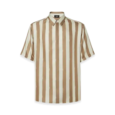 FENDI Pequin Short Sleeve Shirt "Beige/Brown"