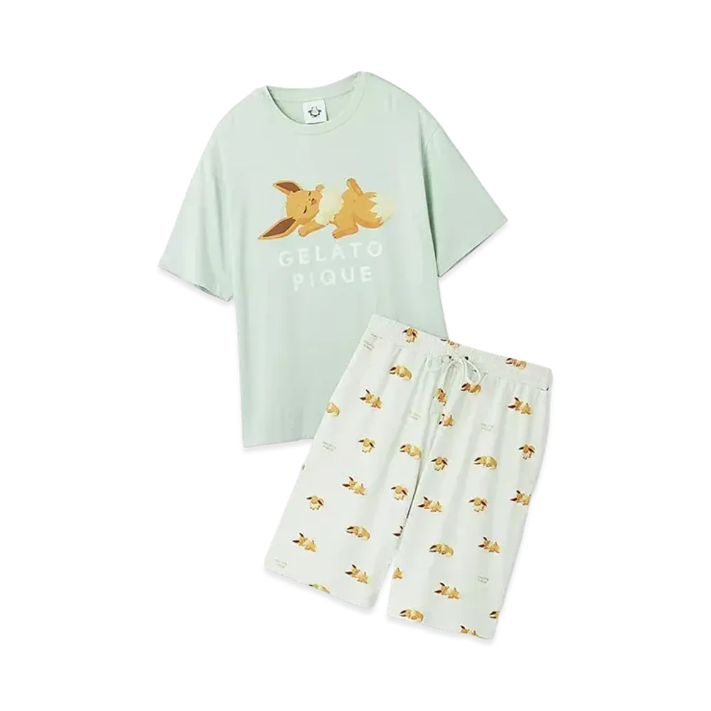GELATO PIQUE x Pokemon Sleep Men's Cool To The Touch Print T-Shirt & Half Pants Set "Mint"