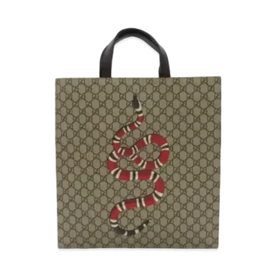 GUCCI GG Supreme Kaleido Web Tote Bag "Beige/Black"