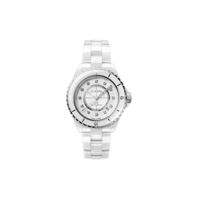 CHANEL J12 Watch Caliber 12.1 38mm 12P Diamond Ceramic Stainless Steel "White"
