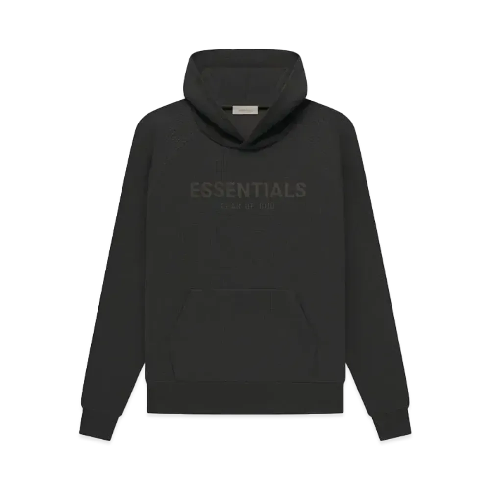 FEAR OF GOD ESSENTIALS Waffle Raglan Hoodie "Off Black"