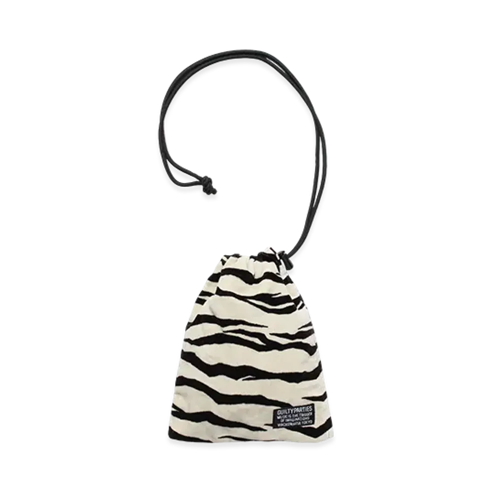 WACKO MARIA Tiger Velour Drawstring Bag "White"