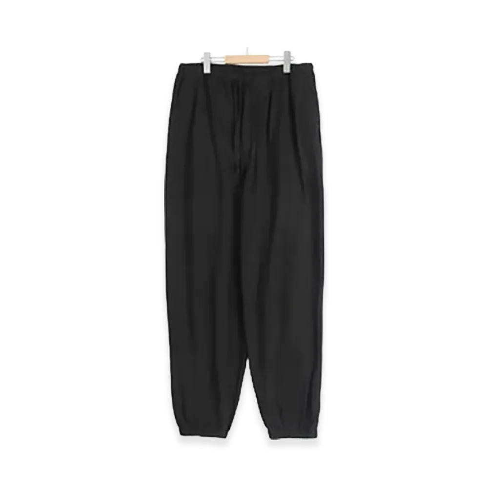 COMOLI Silk Nep Drawstring Pants "Black"