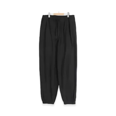 COMOLI Silk Nep Drawstring Pants "Black"