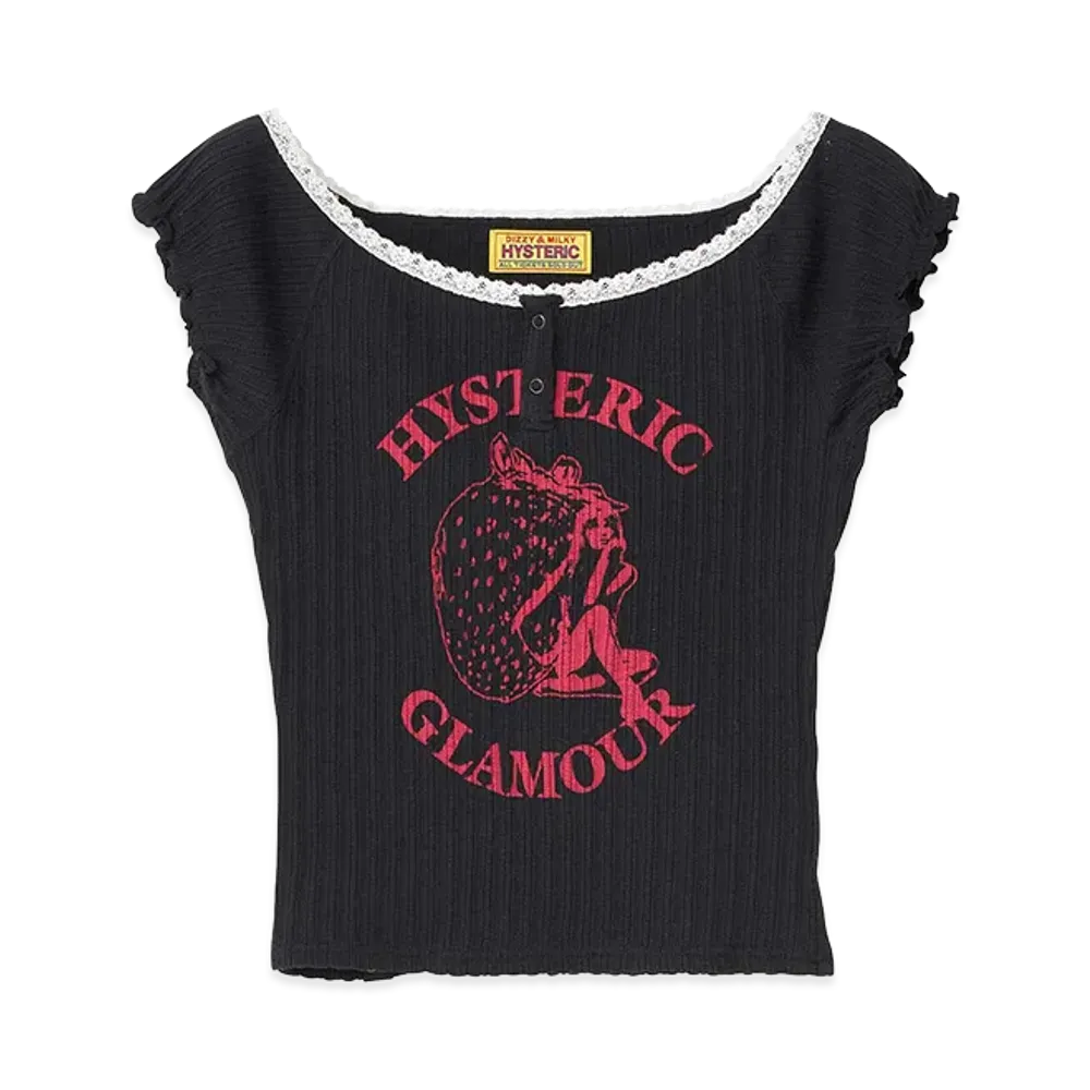 HYSTERIC GLAMOUR Women's Strawberry Freak Mini Tee "Black"