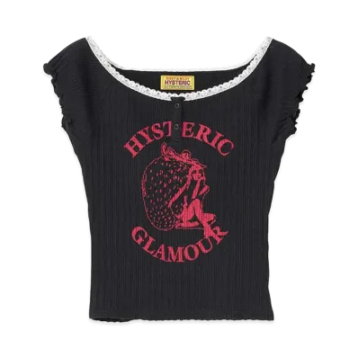 HYSTERIC GLAMOUR Women's Strawberry Freak Mini Tee "Black"