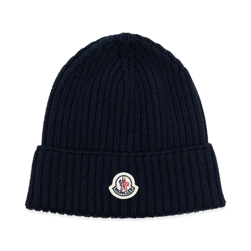 MONCLER Kids Beanie Hats "Navy Blue"