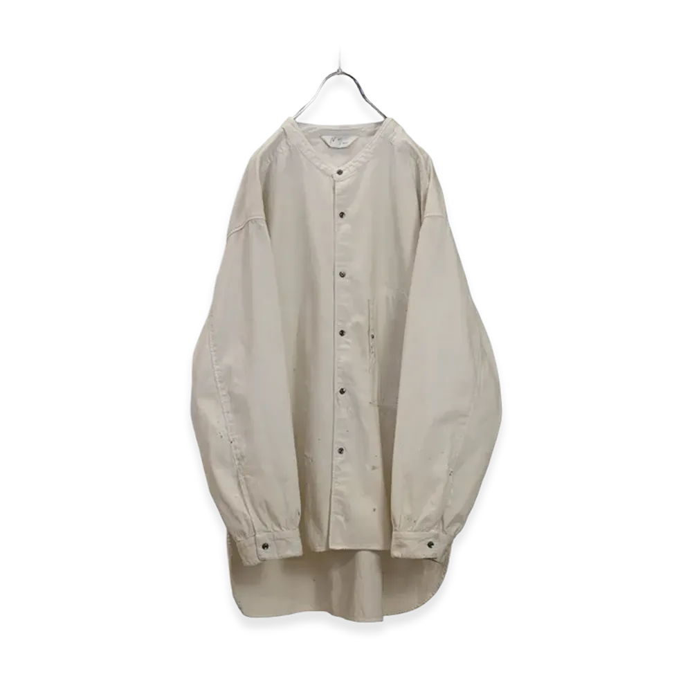 ANCELLM Denim Band Collar Shirt "White"