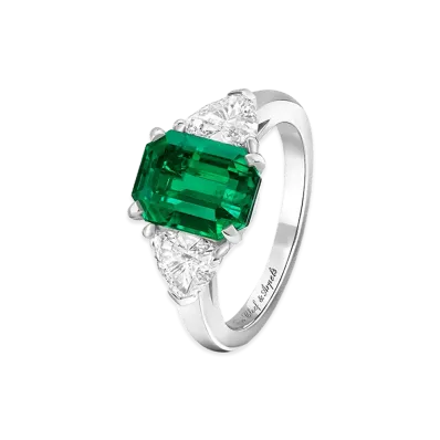 Van Cleef & Arpels Triangle motif solitaire emerald 2.87 carats "Platinum/Emerald/Diamond"