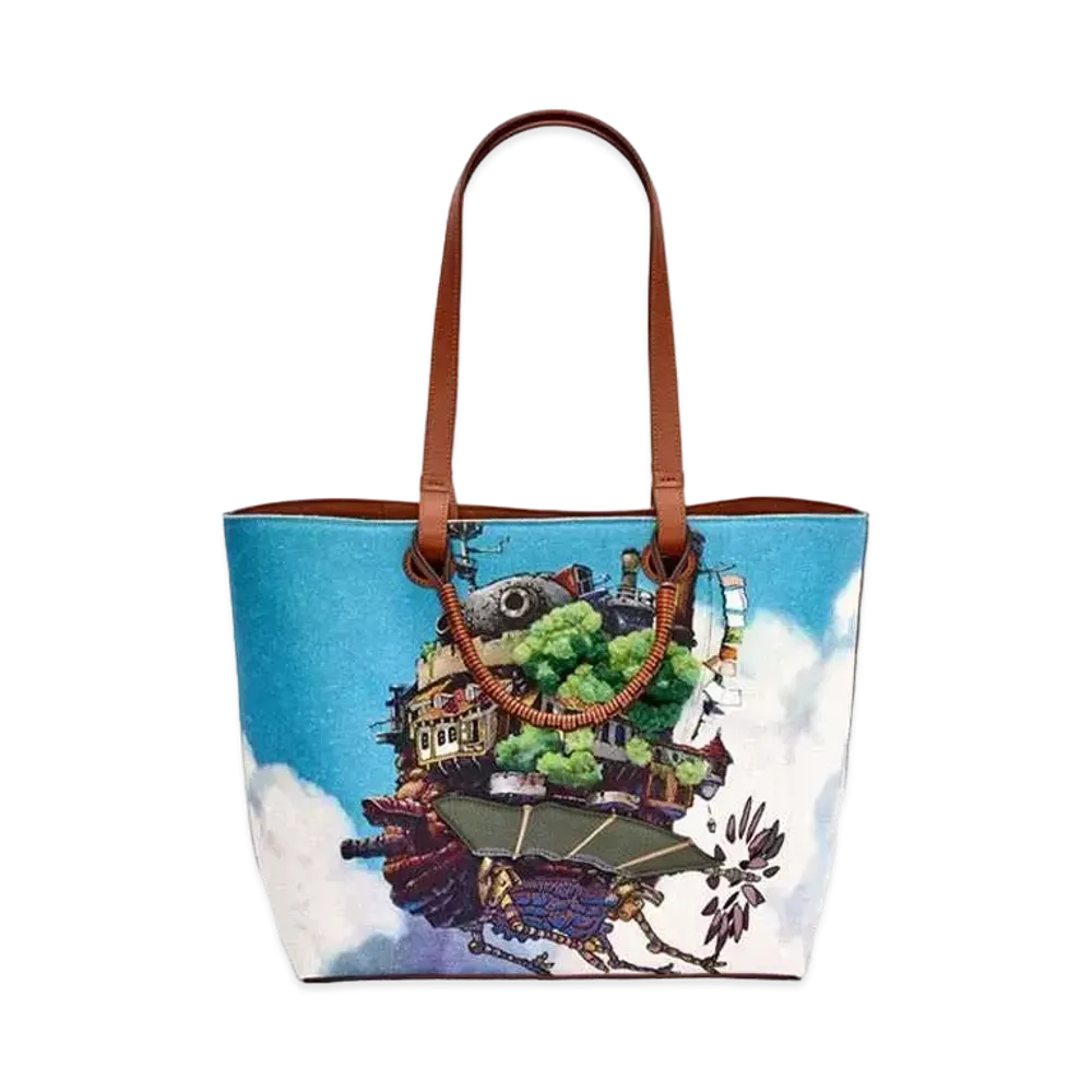 LOEWE x Howl's Moving Castle Moving Castle Anagram Tote Bag In Canvas and Calfskin "Multicolor"
