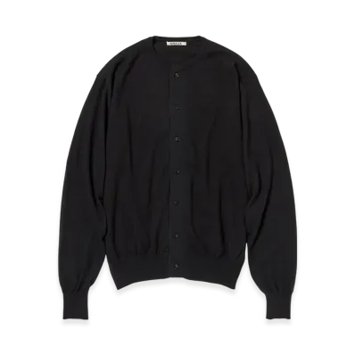 AURALEE Cashmere Hard Twist Knit Cardigan "Black"