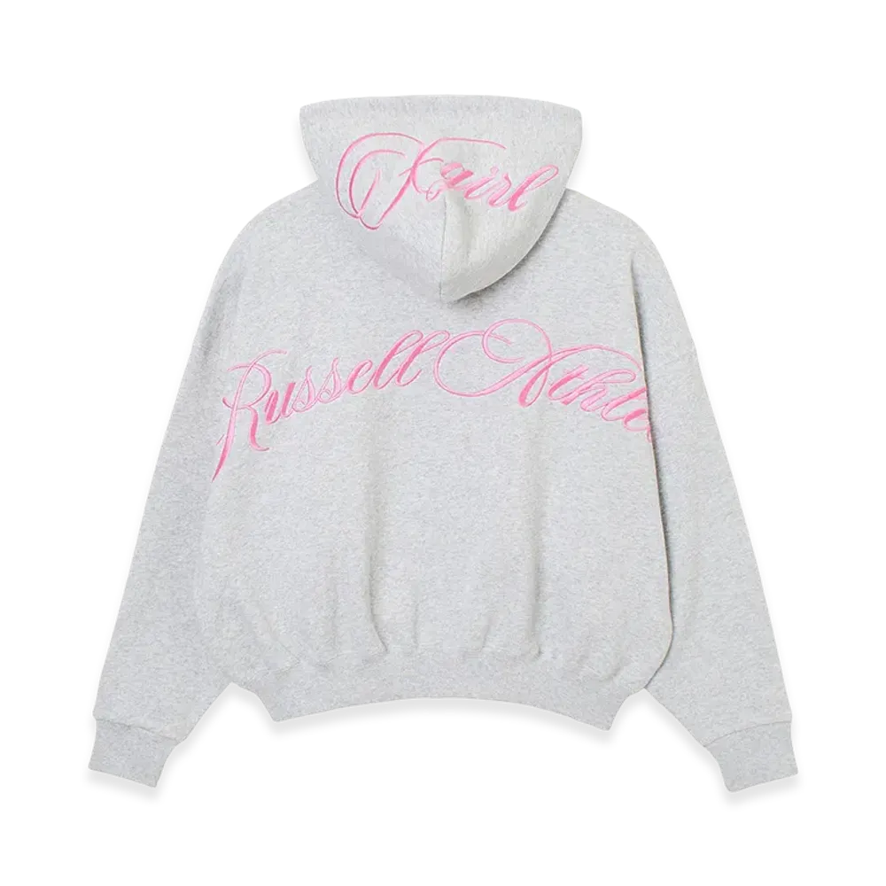 X-Girl Women's x Russell Script Logo Zip Up Sweat Hoodie "Ash"
