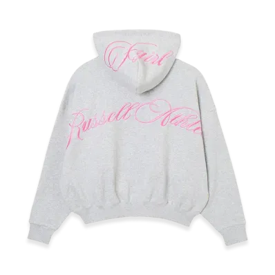 X-Girl Women's x Russell Script Logo Zip Up Sweat Hoodie "Ash"