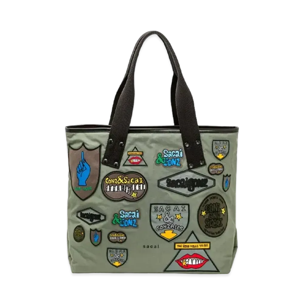 sacai x Gonz Multi Patch Tote Large "Khaki"