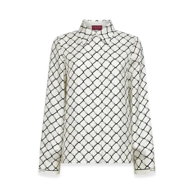 GUCCI Women's Printed Silk Shirt "White"
