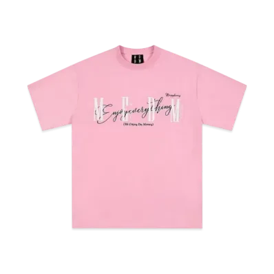 MR. ENJOY DA MONEY Horizontal Logo Handwritten Short Sleeve "Light Pink"