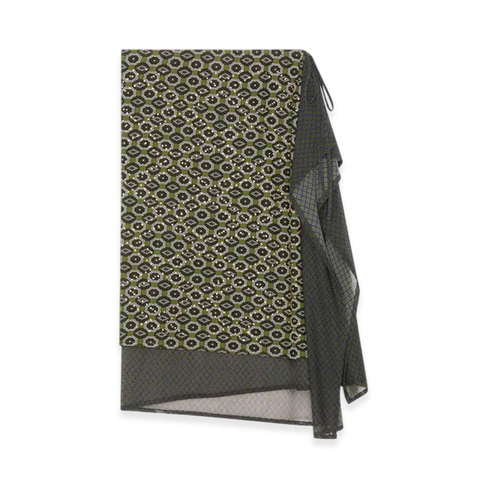 DRIES VAN NOTEN Women's Embellished Jersey Skirt "Green"