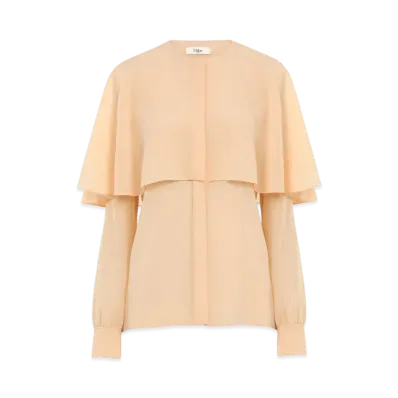 Chloe Cape blouse in silk georgette "Clay Pink"