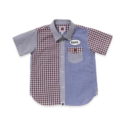 A BATHING APE Multi Check One Point Ss Shirt "Blue"