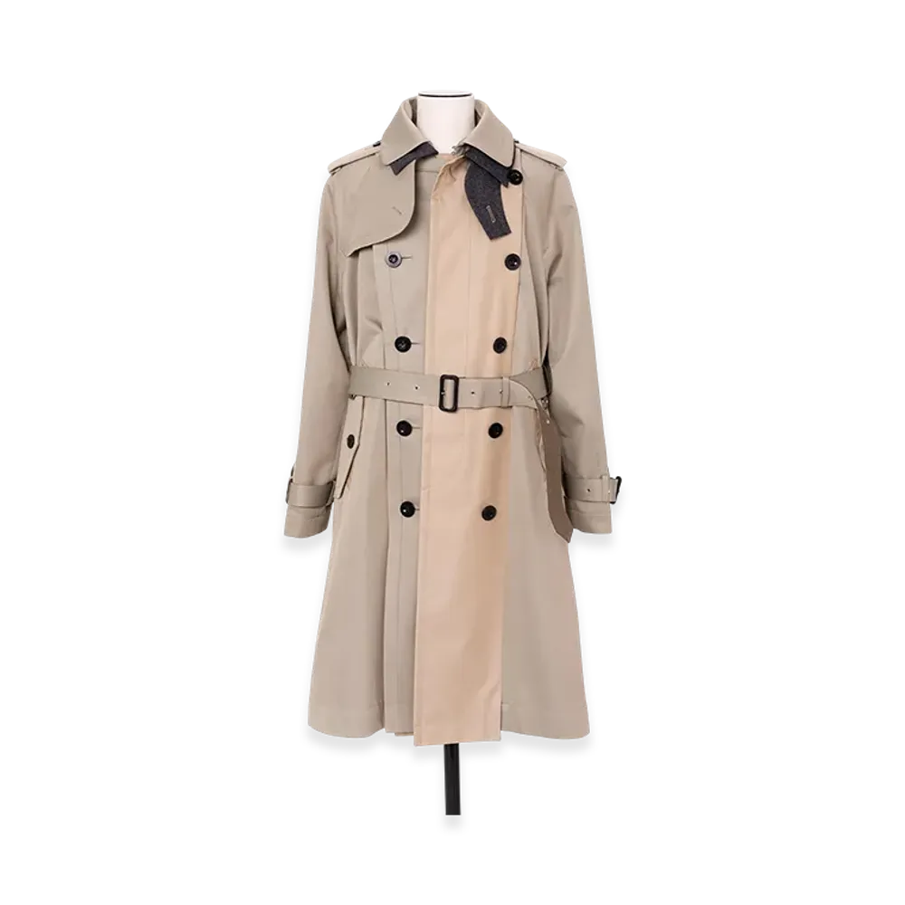 sacai Cotton Gabardine Coat "Light Khaki/Beige"