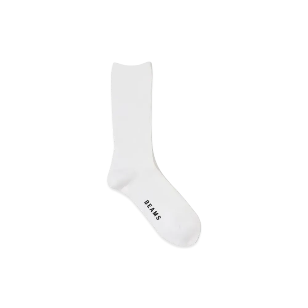 BEAMS Ribbed Pile Socks "White"