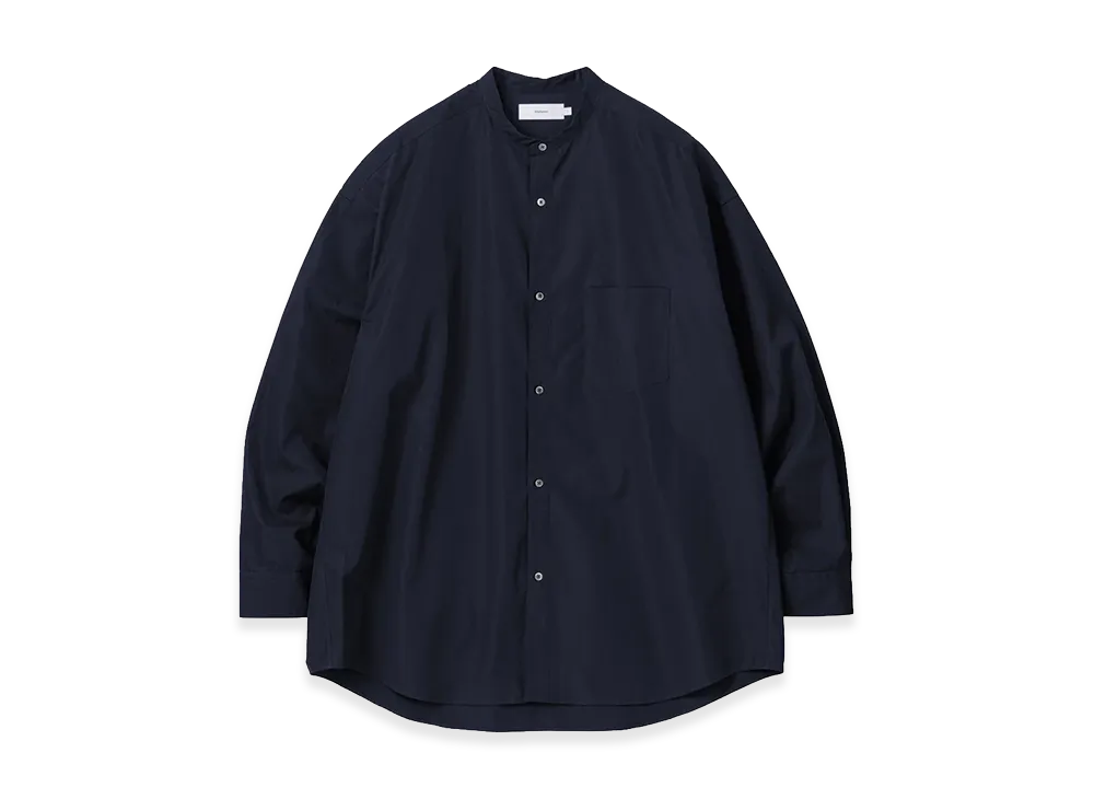 Graphpaper High Count Band Collar Round Cut Oversized Shirt "Navy"