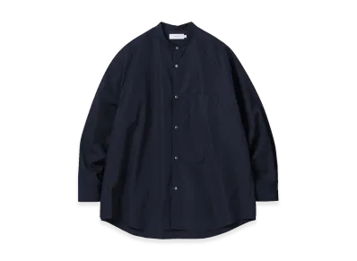 Graphpaper High Count Band Collar Round Cut Oversized Shirt "Navy"