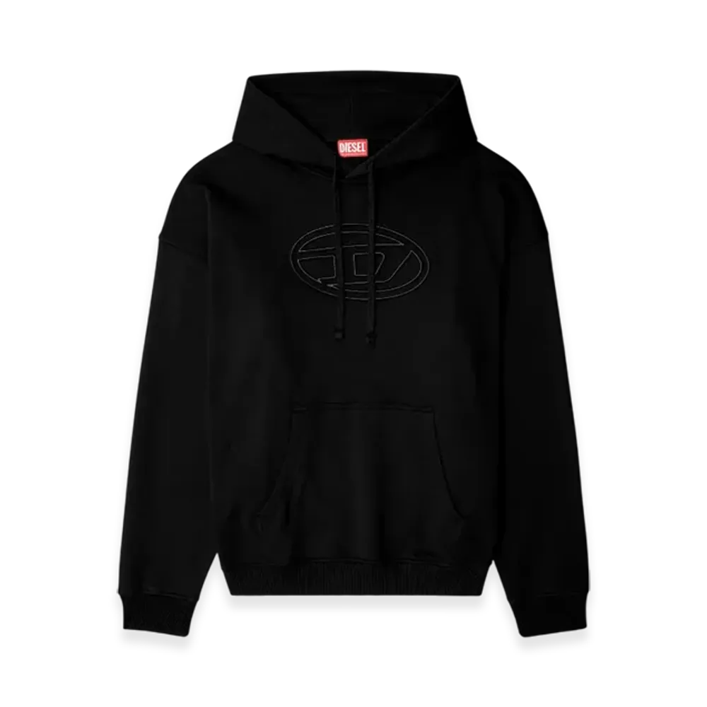 Diesel S-Ummer-Bigoval Hoodie With Embossed Oval D "Black"