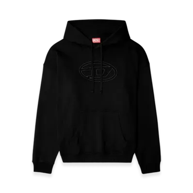 Diesel S-Ummer-Bigoval Hoodie With Embossed Oval D "Black"