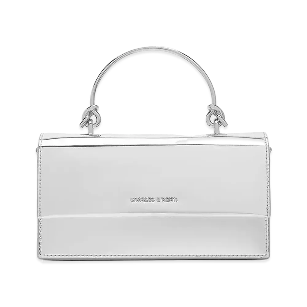 CHARLES & KEITH Sculpture Handle Long Wallet "Silver"