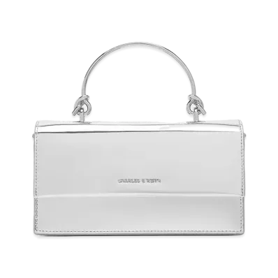 CHARLES & KEITH Sculpture Handle Long Wallet "Silver"