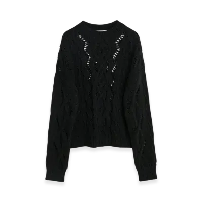 OUR LEGACY Cable Sonar Roundneck "Black Fisherman Wool"