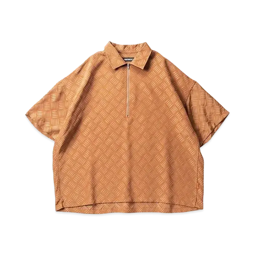 TIGHTBOOTH Checker Plate Half Zip Shirt "Brown"