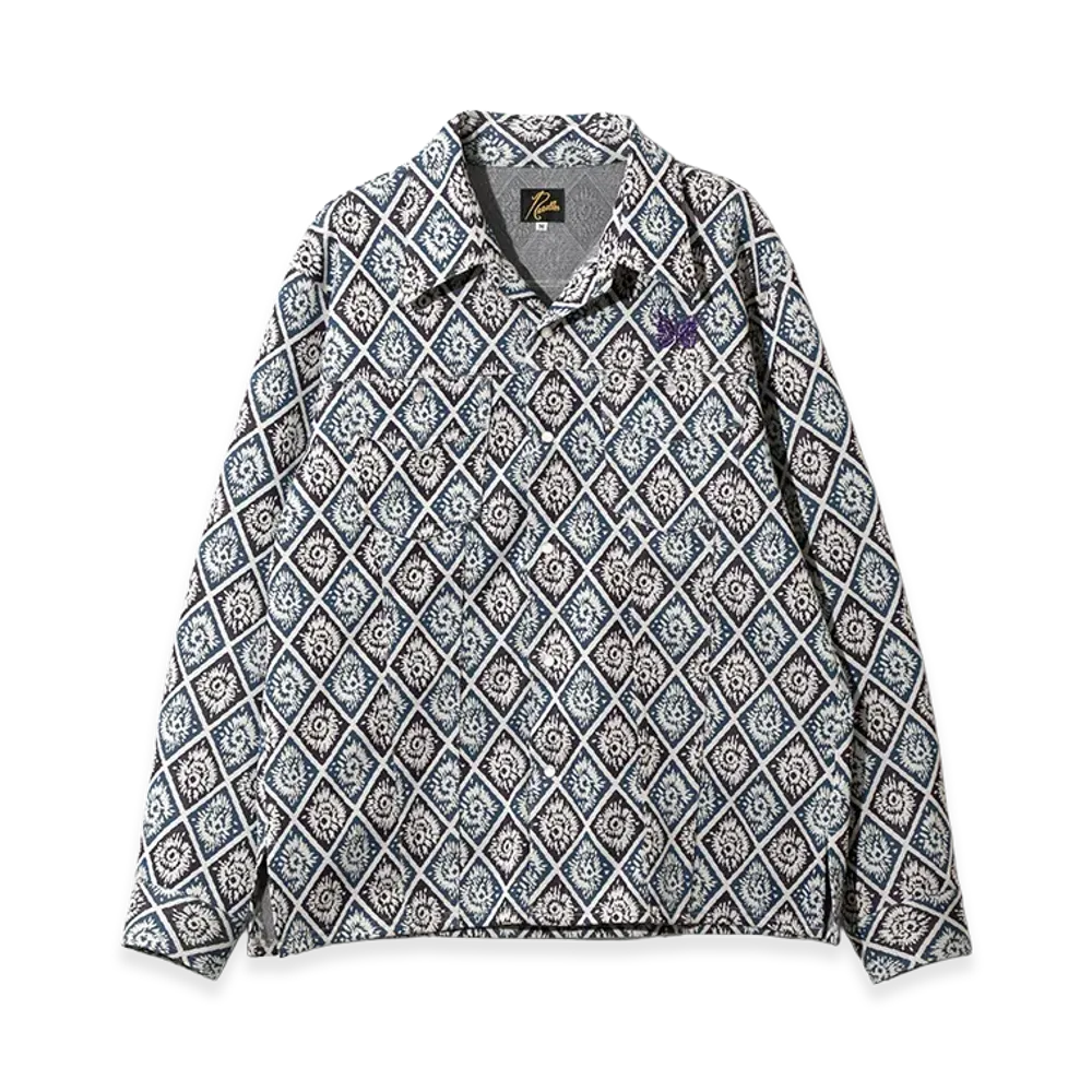 NEEDLES Saddleman Shirt - Poly Jacquard "Blu/Ppl"