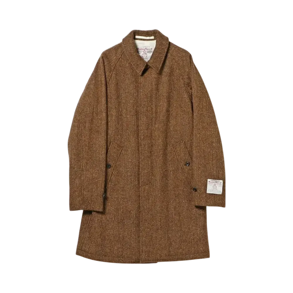 BEAMS Bal Collar Coat Harris Tweed "LightBrown"