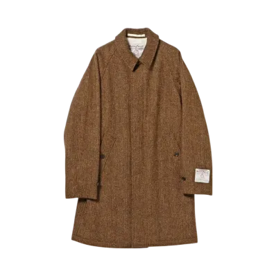 BEAMS Bal Collar Coat Harris Tweed "LightBrown"