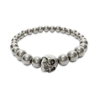 Alexander McQUEEN Skull Multibeaded Bracelet "Silver"