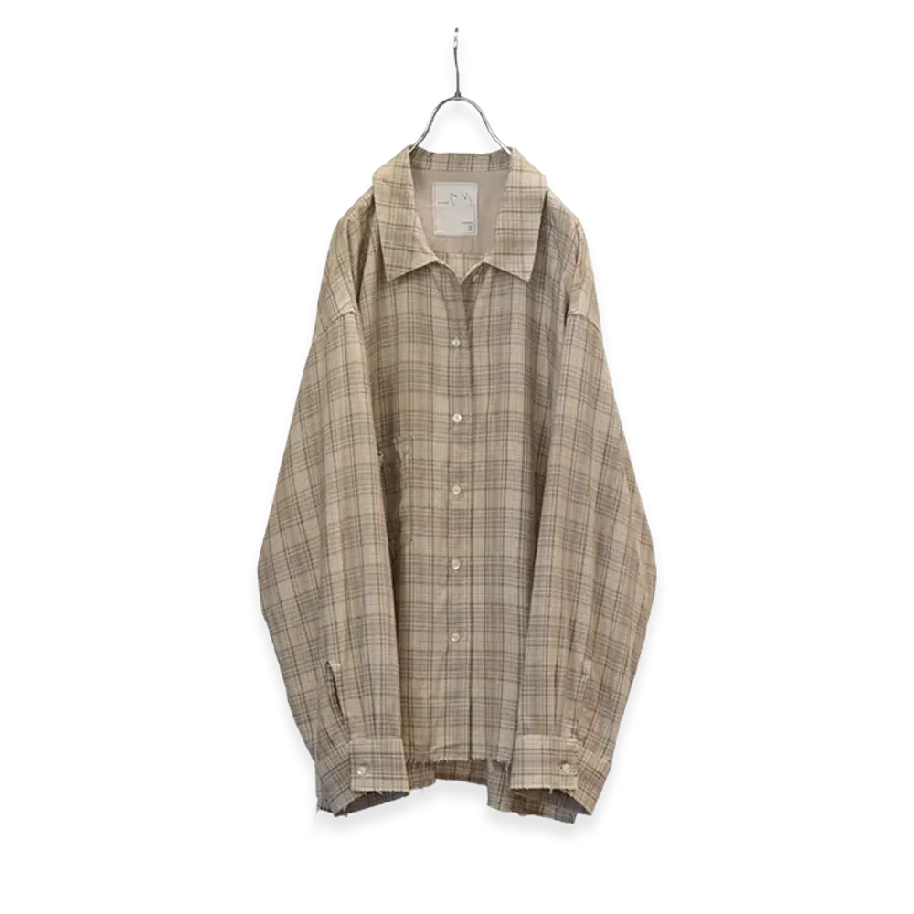 ANCELLM Aging Rayon Check Shirt "Beige"