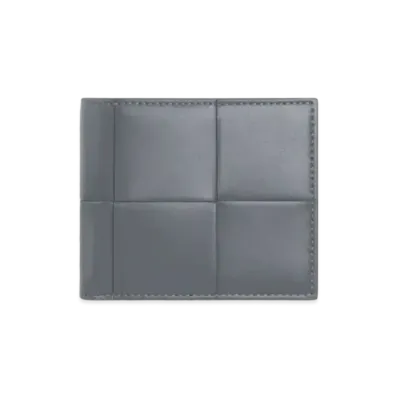 Bottega Veneta Casette Maxi Intrecciato Calfskin Bi-fold Wallet With Coin Purse "Thunder"